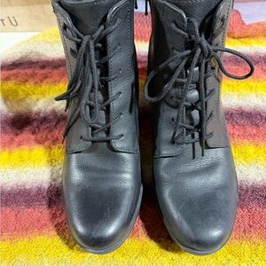 Clarks Black Leather Lace-Up Boots
